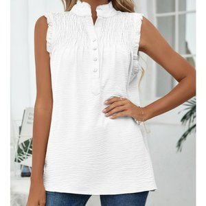 NWOT ZOWODO | White Mandarin Collar Sleeveless Top TB1-37